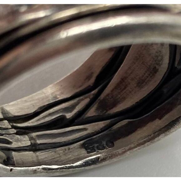 Vintage Sterling Silver Wrinkled Folded Wide Band Ring Sz 8.5M - Picture 4 of 6